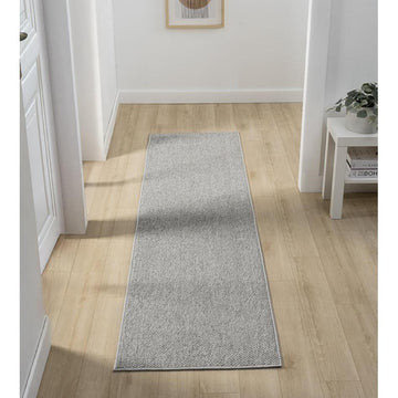 Washable Avior AVI00 Modern Plain Textured Loop Pile Polyester Flatweave Grey Runner-Desire Rugs-Rug Love - The Most Loved Rug Store